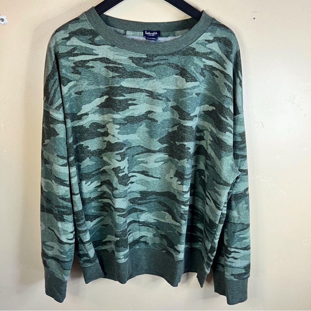 Splendid Womens Classic Camo Cozy Sweatshirt Size XXL Still On Sale on Website